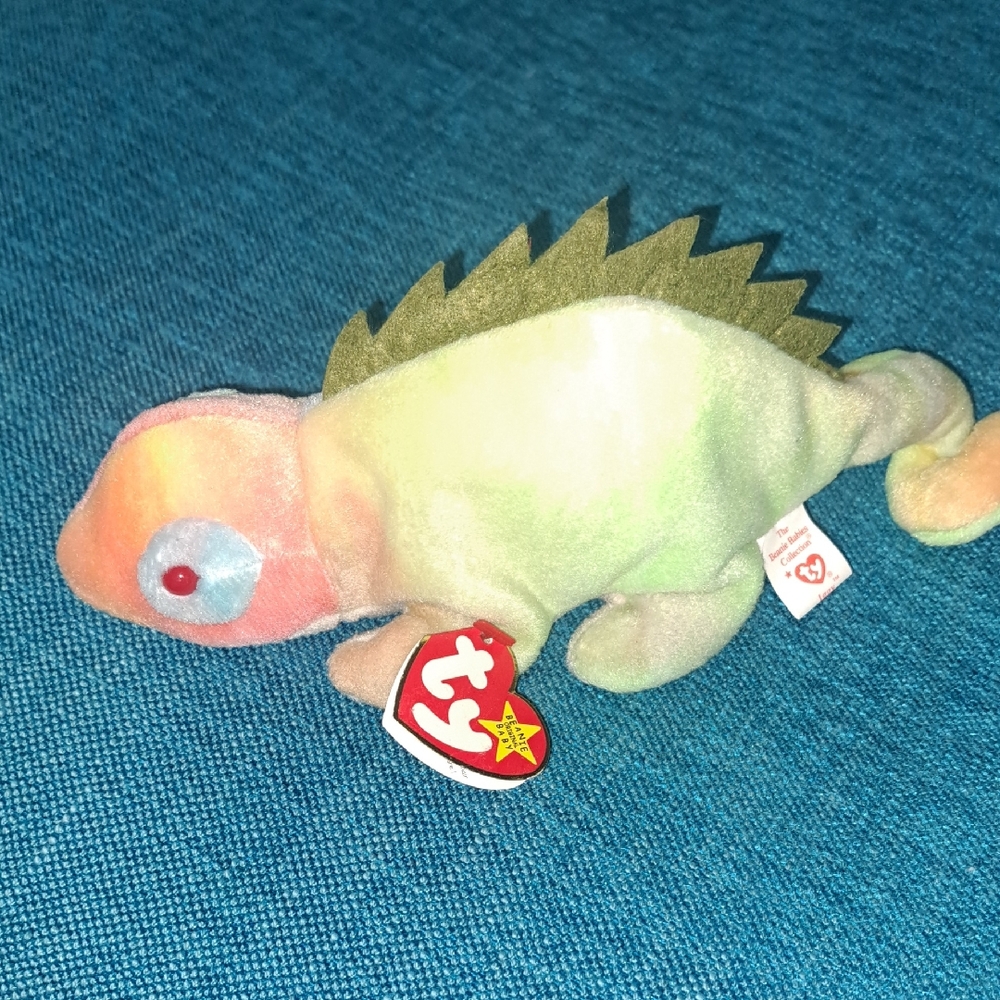 Iggy ty Colorful Plush Chameleon Toy 1997
